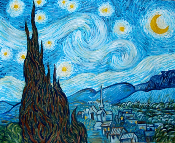 Starry Night 50x70cm van Gogh-αντίγραφο ζωγραφική Κυριάκος Μαυρίδης