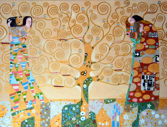 Tree of life 1m x 60cm Gustav Klimt -αντίγραφο ζωγραφική Κυριάκος Μαυρίδης