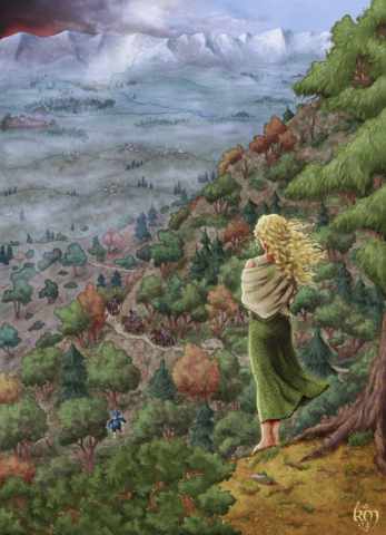 Tolkien illustrations Fellowship of the ring Goldberry's farewell to the hobbits