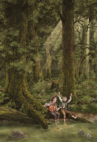 Tolkien The Two Towers Merry and Pippin in the Fangorn Forest