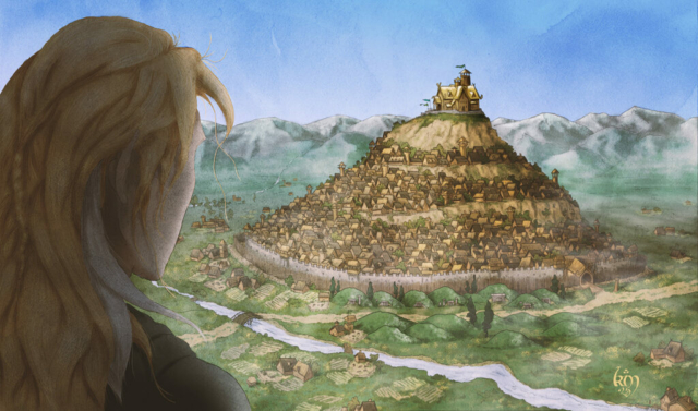 Tolkien The Two Towers Legolas seeing Edoras