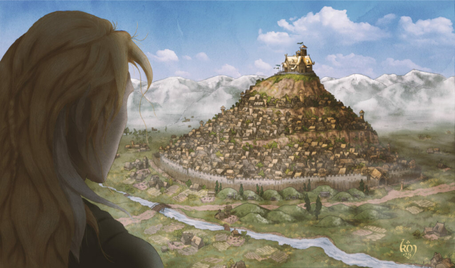 Tolkien The Two Towers Legolas seeing Edoras